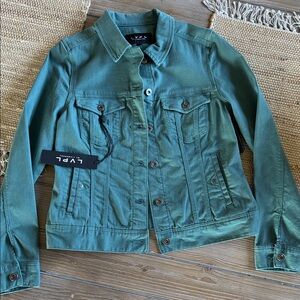 LVPL by Liverpool teal green Jean Jacket